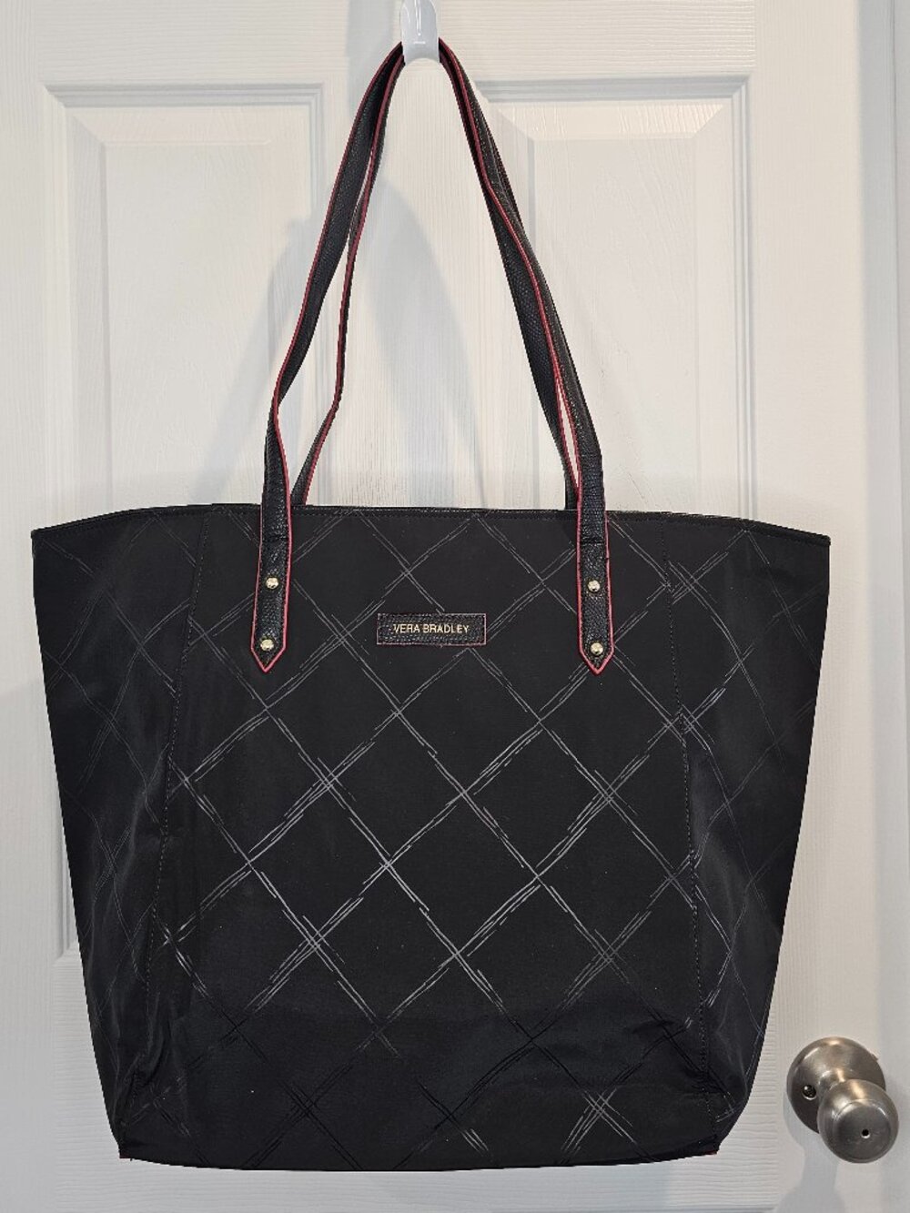 NWOT Vera Bradley Preppy Poly Ella Tote Black Shoulder Purse Bag School Teacher